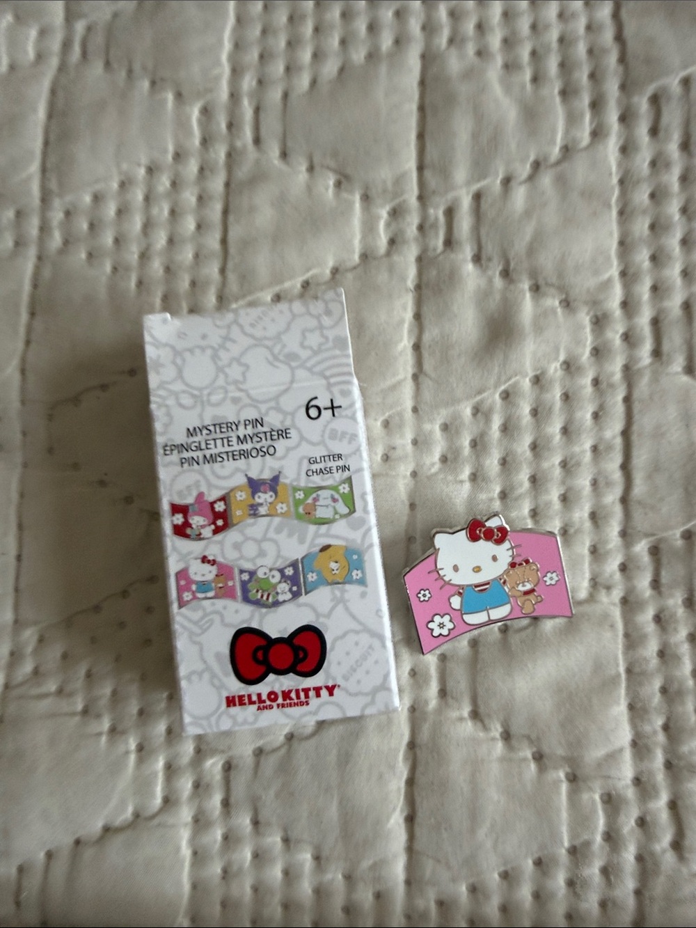 Hello Kitty Pink Enamel Pin with Teddy